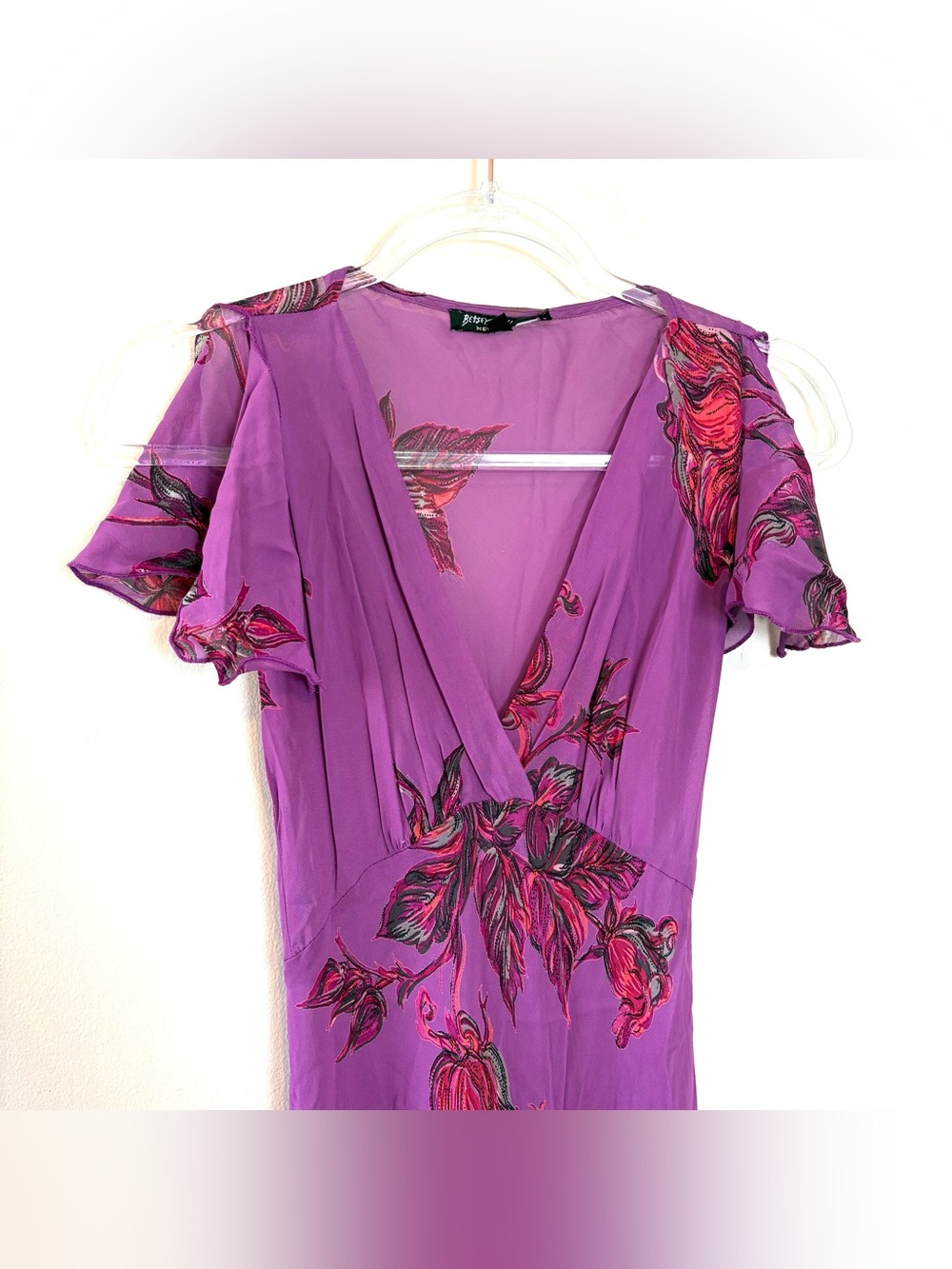 Vintage 90s Y2K Betsey Johnson sheer purple floral maxi dress - Picture 4 of 9